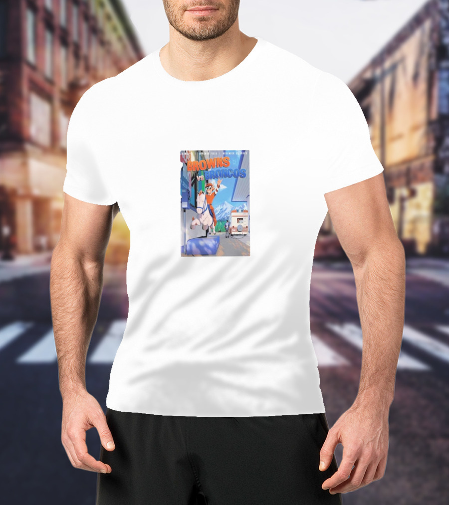 Browns Vs Broncos November 26th Game Comic Style Showdown T-Shirt