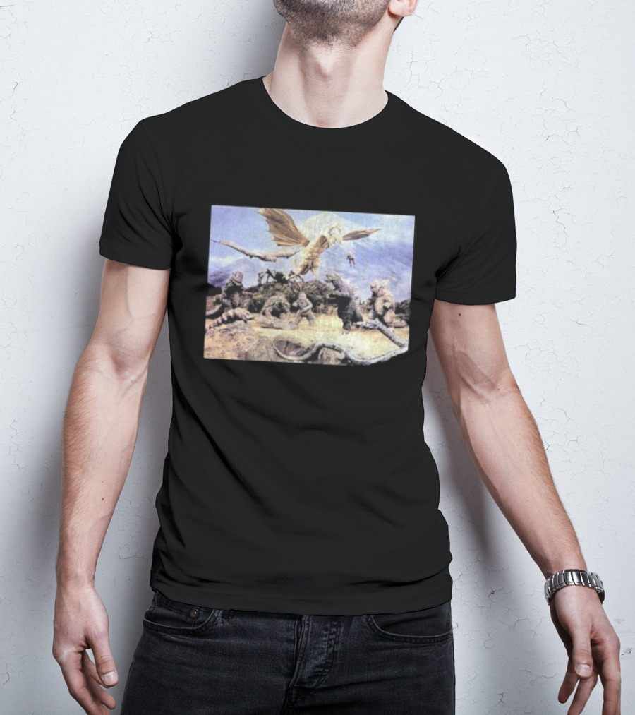 Destroy All Monsters Group Kaiju Battle Scene T-Shirt