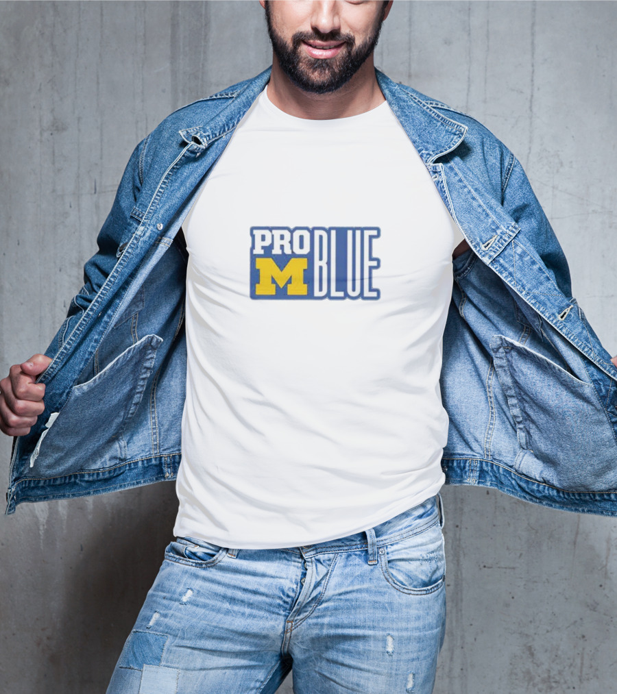 Pro Blue Michigan Wolverines Coach Jim Harbaugh T-Shirt