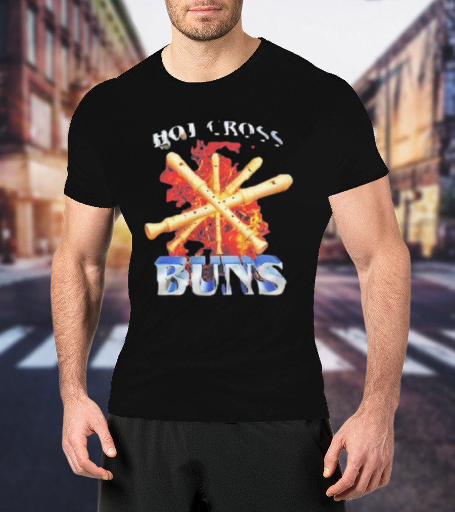 HOT CROSS BUNS Recorders Flame Crossed T-Shirt