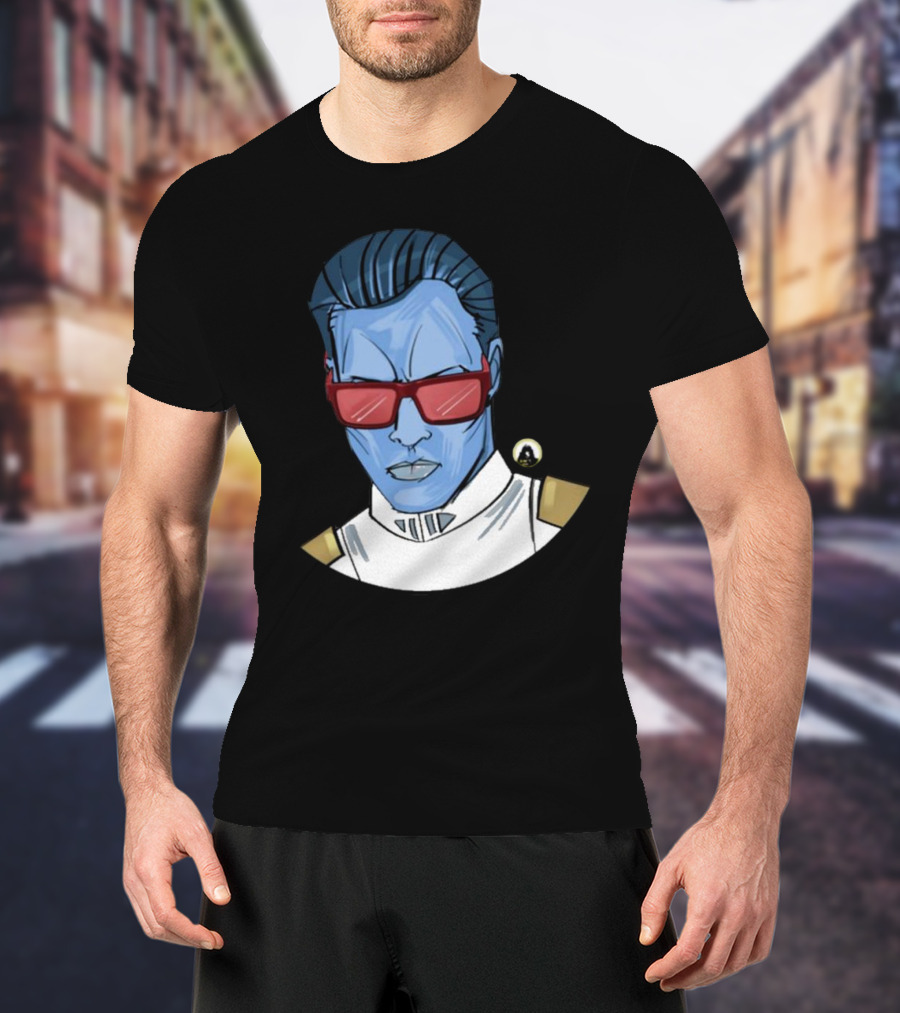 Starwarstheory Admiral Attitude Blue Character With Red Sunglasses T-Shirt