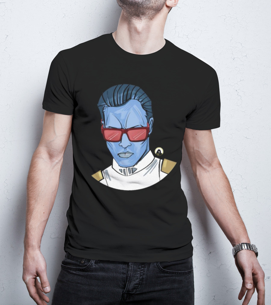 Starwarstheory Admiral Attitude Blue Character With Red Sunglasses T-Shirt