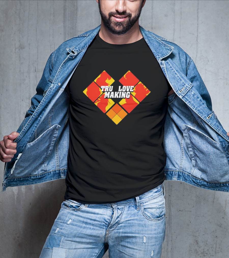 TRU LOVE MAKING Red And Yellow Geometric Heart T-Shirt