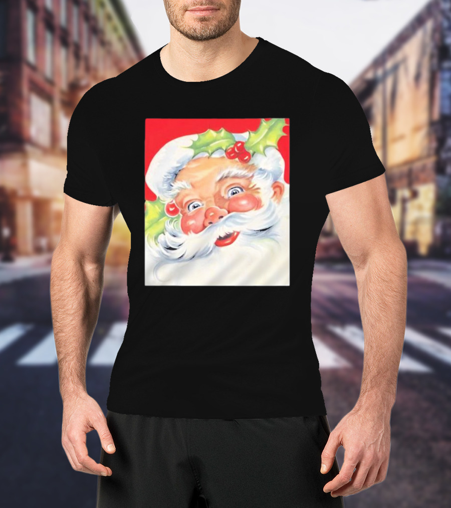 Christmas Jolly Santa Claus Holly Berries Festive Cheer T-Shirt