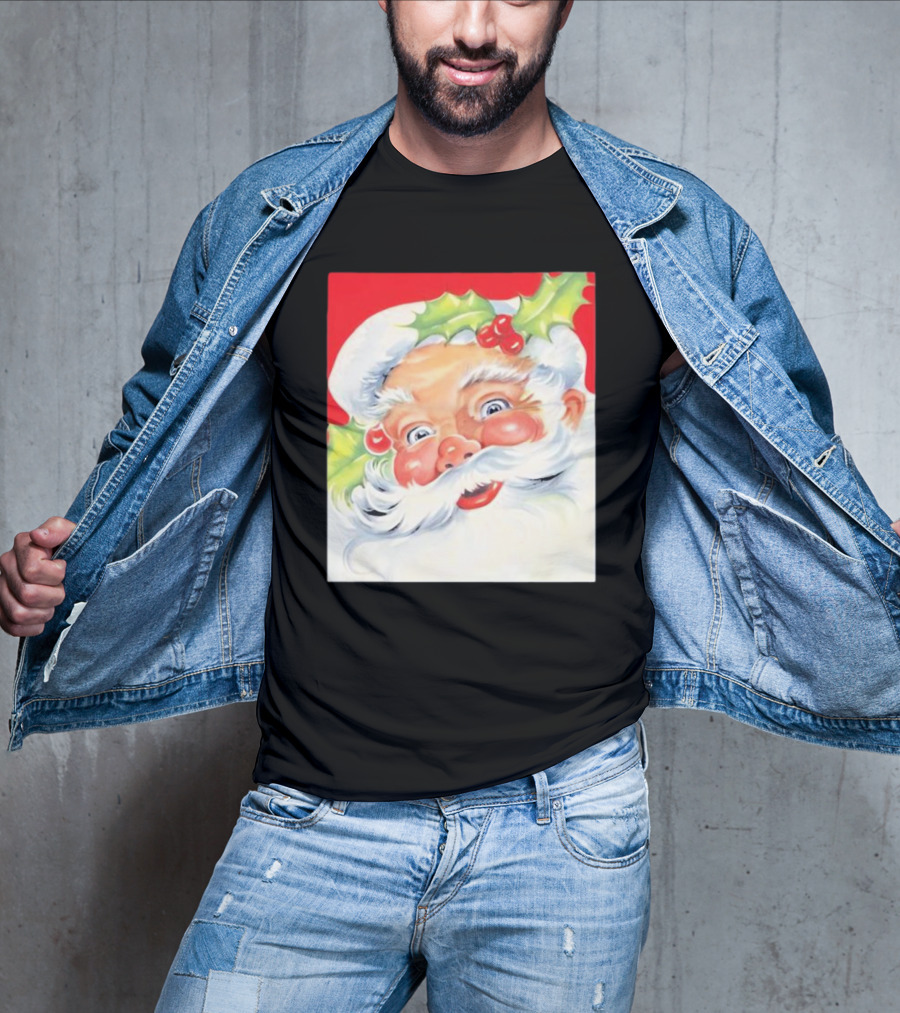 Christmas Jolly Santa Claus Holly Berries Festive Cheer T-Shirt