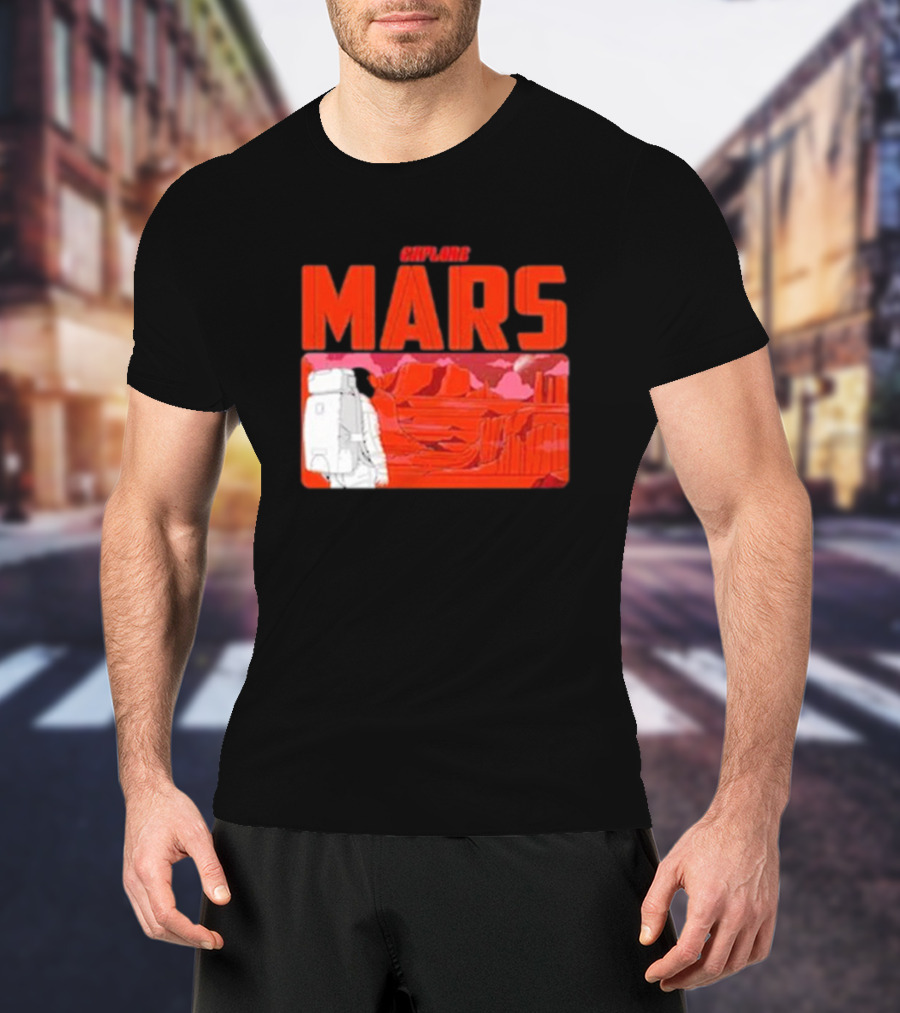 Explore Mars Astronaut Adventure Red Landscape T-Shirt