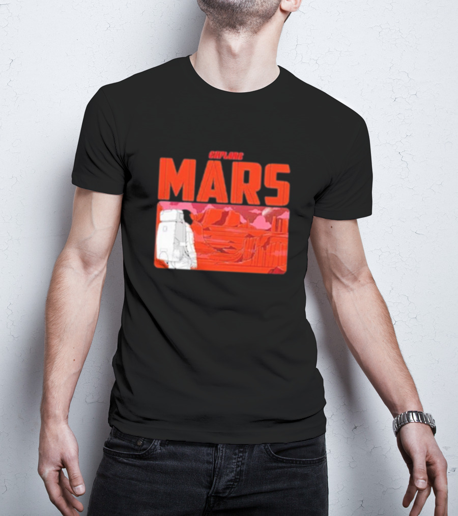 Explore Mars Astronaut Adventure Red Landscape T-Shirt