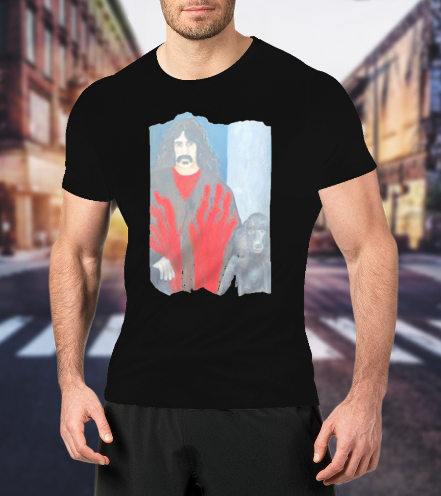Jackey Neyman Jones Frank Zappa The Master Mashup With Red Hand Prints T-Shirt