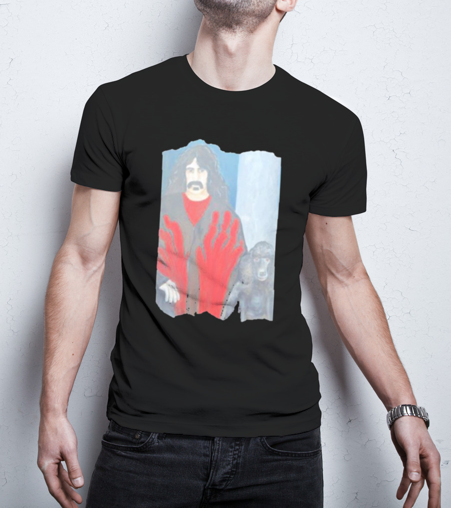 Jackey Neyman Jones Frank Zappa The Master Mashup With Red Hand Prints T-Shirt