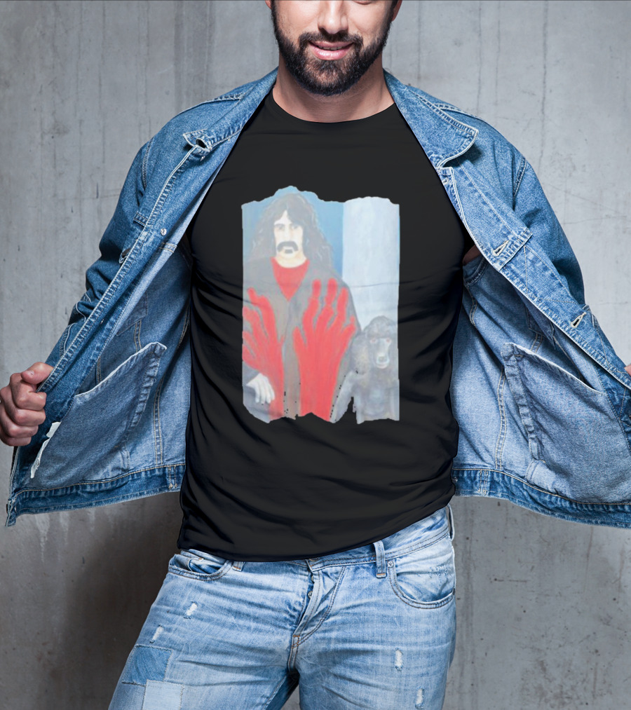 Jackey Neyman Jones Frank Zappa The Master Mashup With Red Hand Prints T-Shirt
