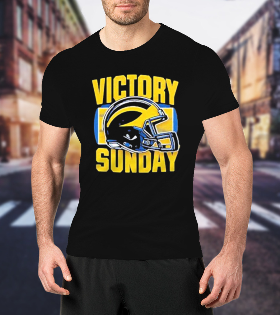 Victory Sunday Michigan Football Helmet T-Shirt