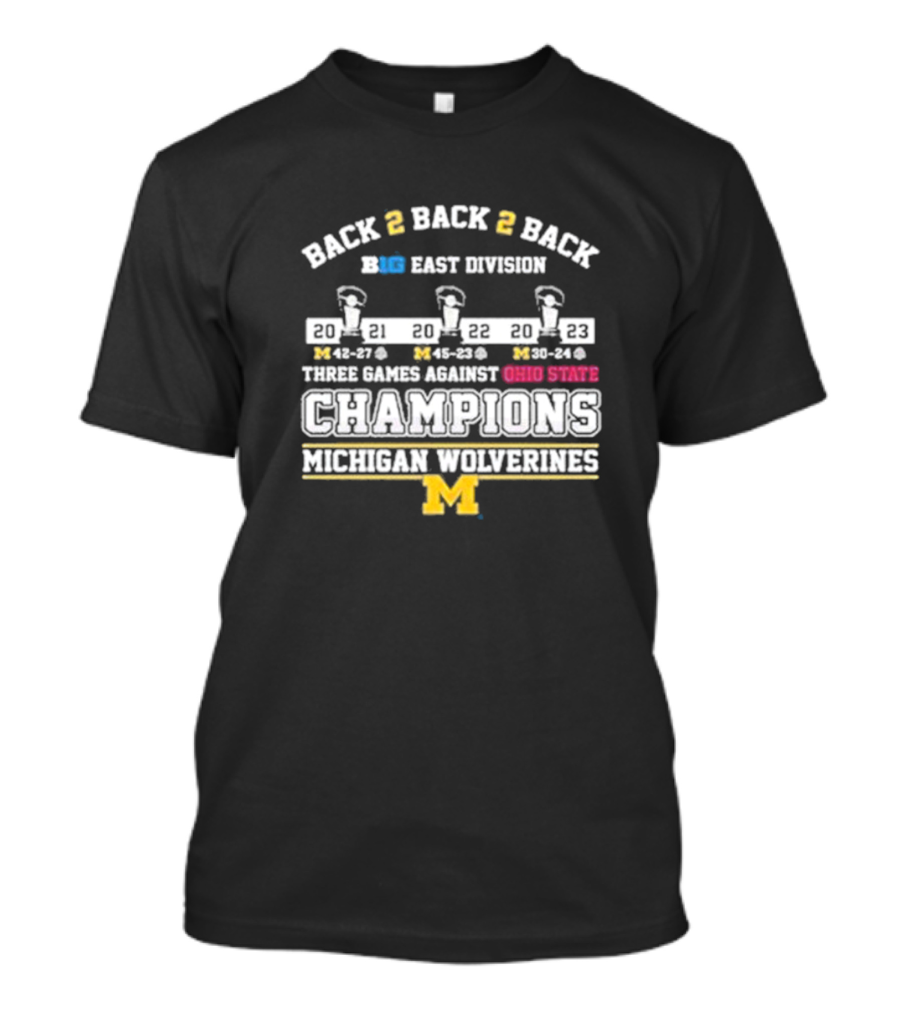 Back 2 Back 2 Back Big East Division Three Games Against Ohio State Champions Michigan Wolverines T-Shirt