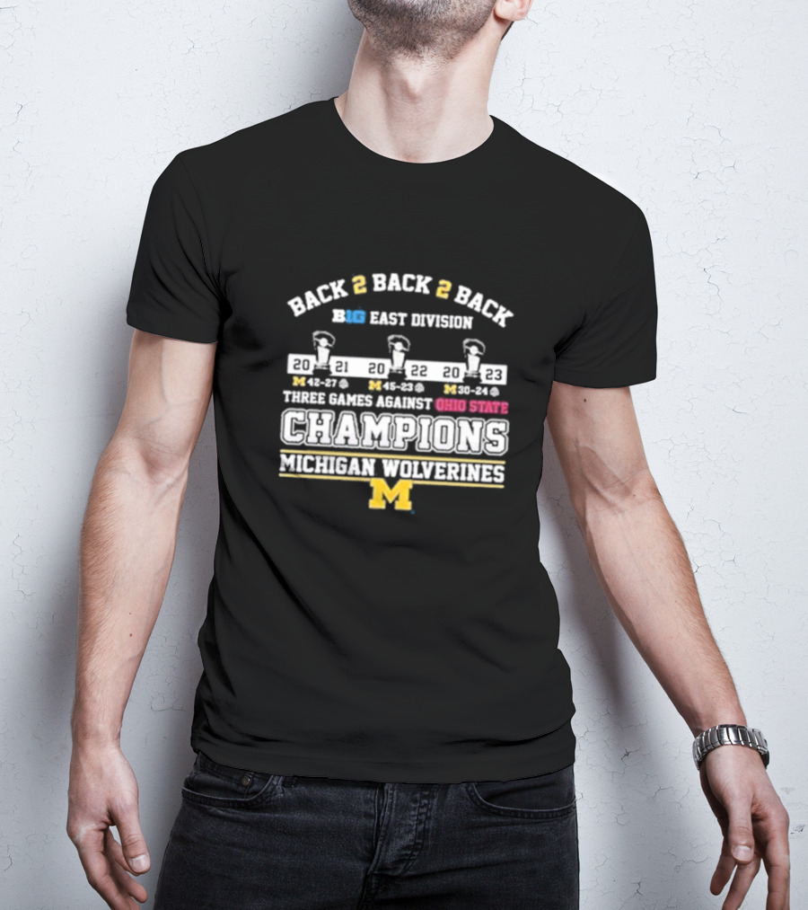 Back 2 Back 2 Back Big East Division Three Games Against Ohio State Champions Michigan Wolverines T-Shirt