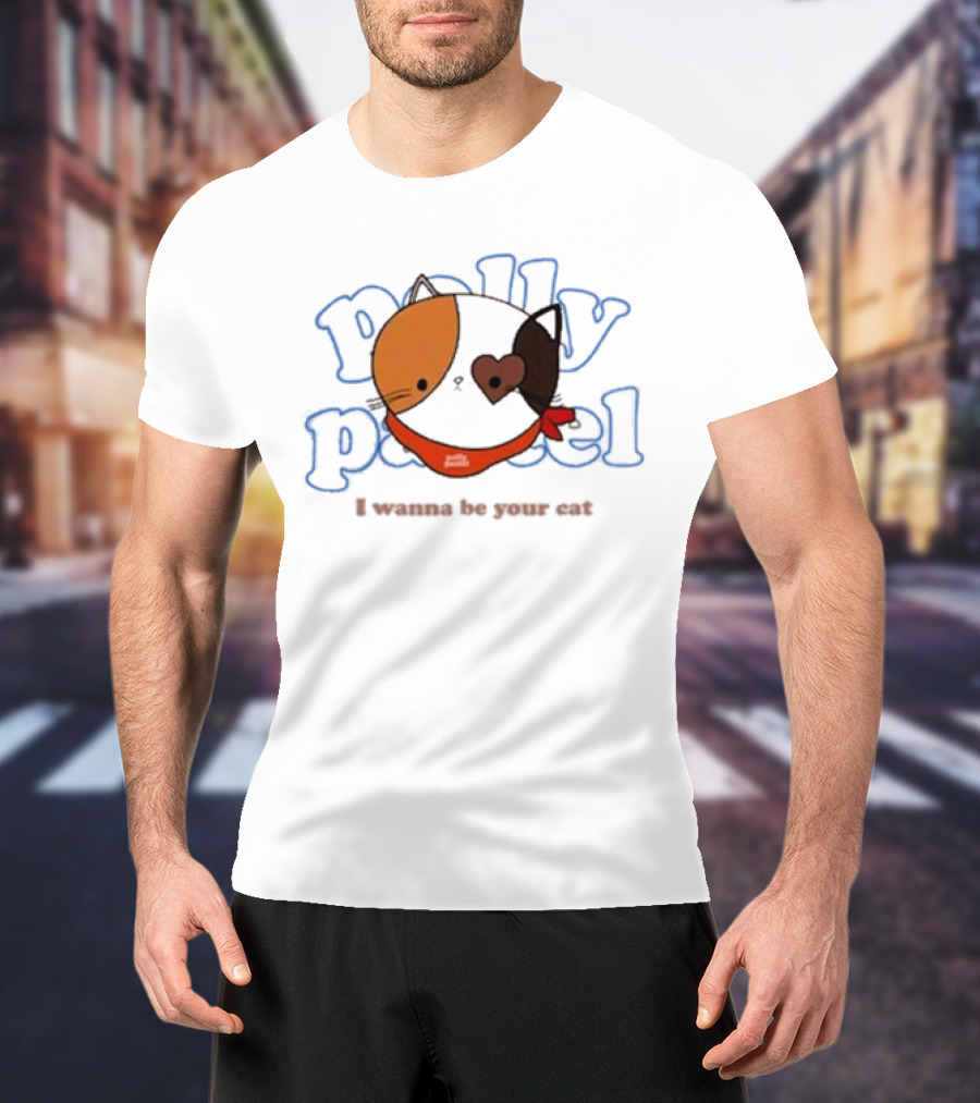 Polly Pastel I Wanna Be Your Cat With Heart-Eyed Kitten Wearing Bandana T-Shirt