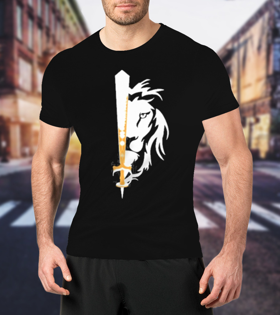 Real Sikh Lion And Sword Blackout Gold T-Shirt