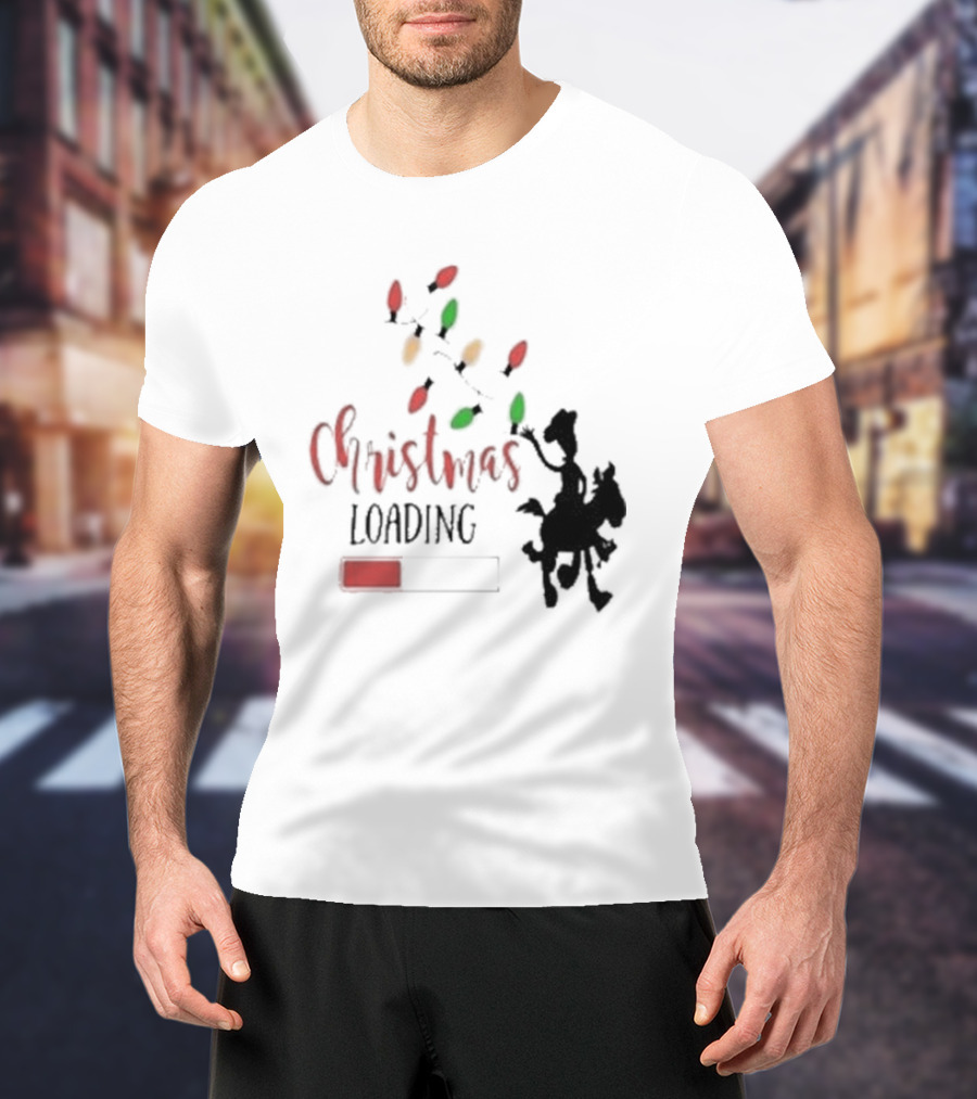 Christmas Loading Cowboy Silhouette With Festive Lights T-Shirt