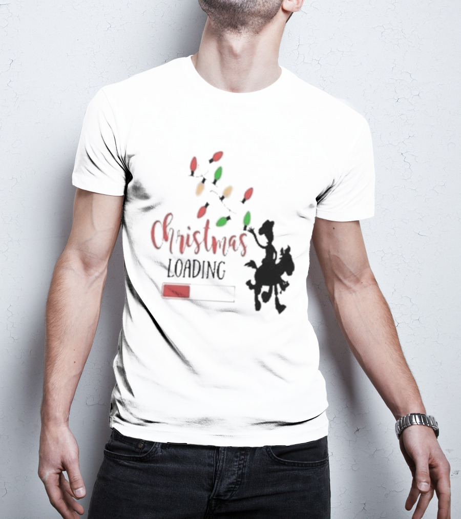 Christmas Loading Cowboy Silhouette With Festive Lights T-Shirt