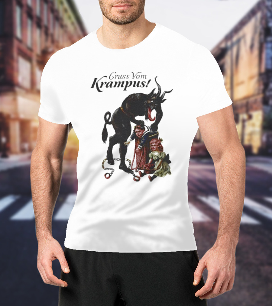 Meowy Krampus Gruss Vom Krampus Christmas Feline Holiday Mischief T-Shirt