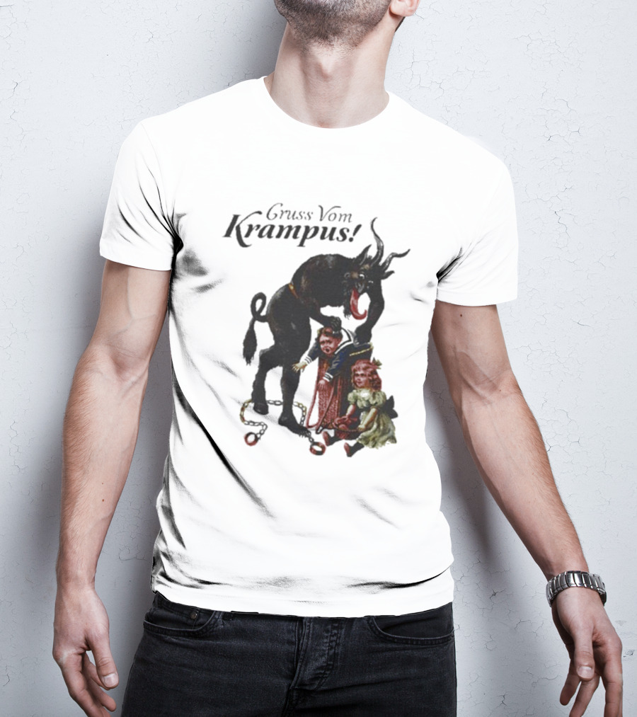 Meowy Krampus Gruss Vom Krampus Christmas Feline Holiday Mischief T-Shirt
