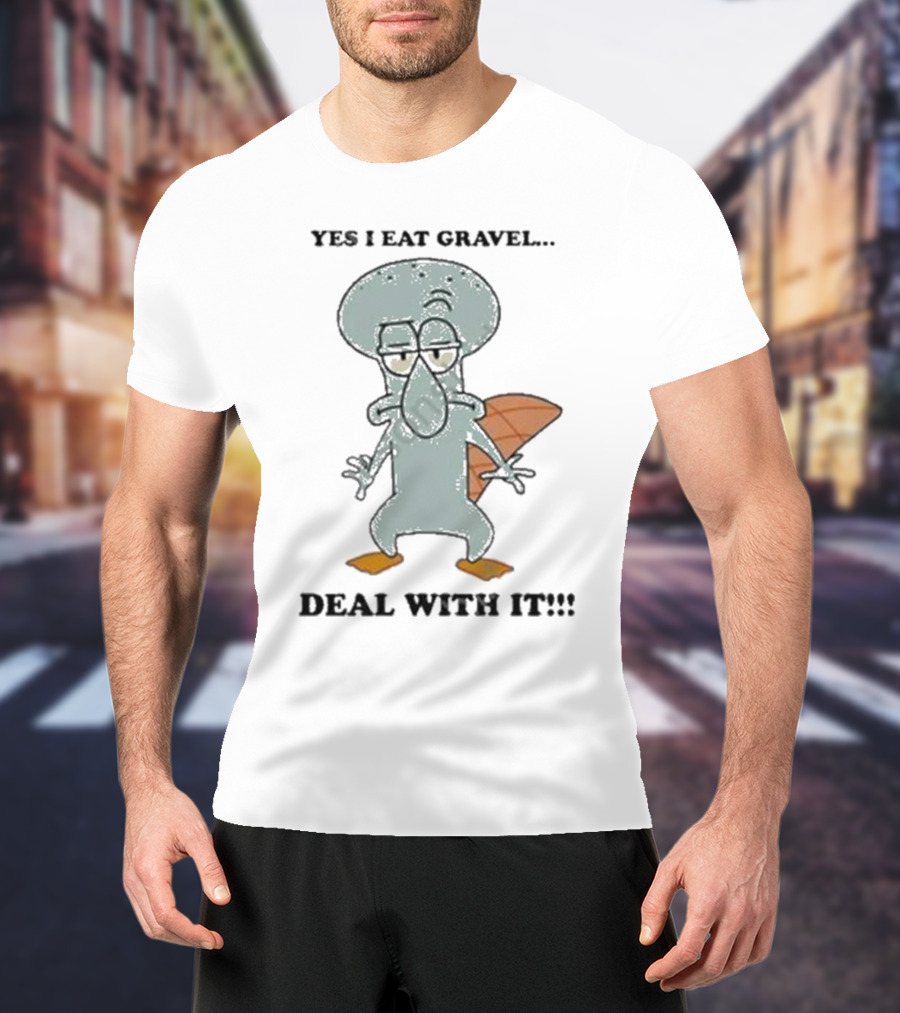Nescartridges Yes I Eat Gravel Deal With It Angry Cartoon Beaver Character T-Shirt