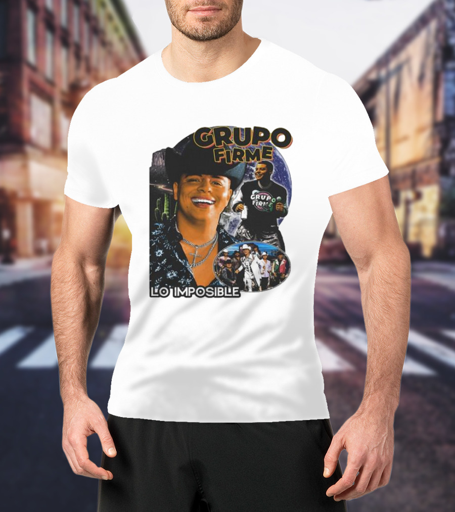 Grupo Firme Lo Imposible Cactus Cowboy Space Collage T-Shirt