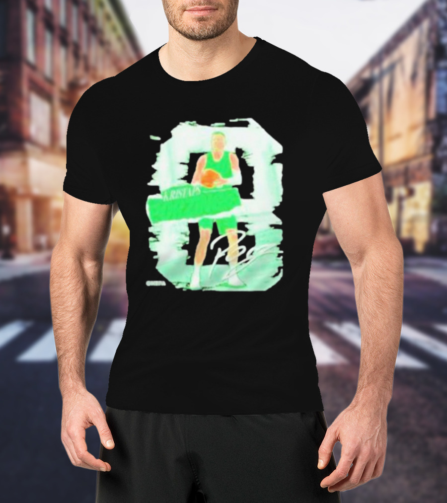Kristaps Porzingis Boston Green Signature Basketball Player T-Shirt