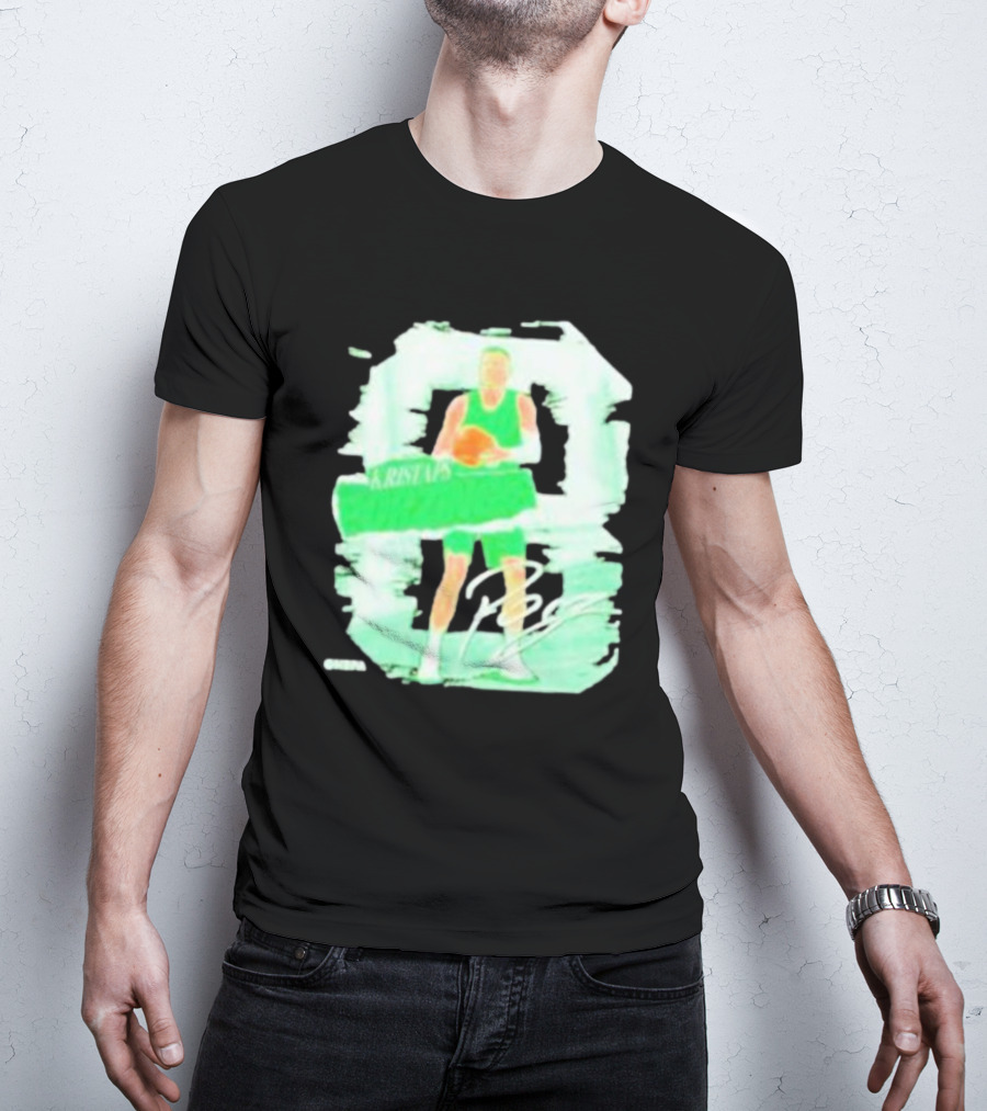 Kristaps Porzingis Boston Green Signature Basketball Player T-Shirt