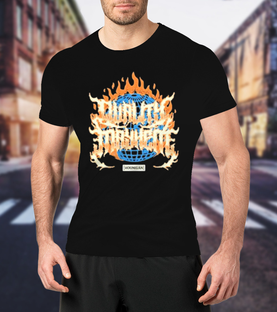 Hoonigan Burnt Mayhem World Globe Flames T-Shirt