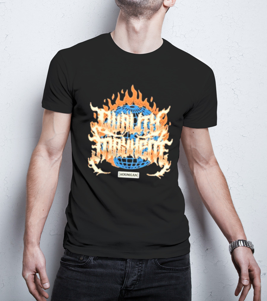 Hoonigan Burnt Mayhem World Globe Flames T-Shirt