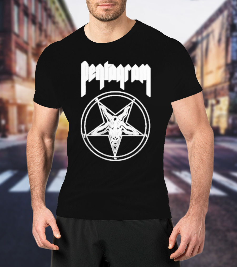 Pentagram Goat Head Circle Night Shift T-Shirt