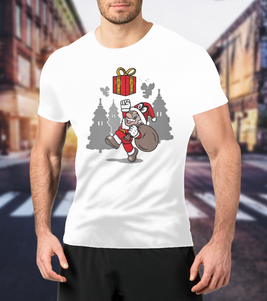 Super Merry O Super Mario Santa Claus Christmas Nintendo Funy T-Shirt