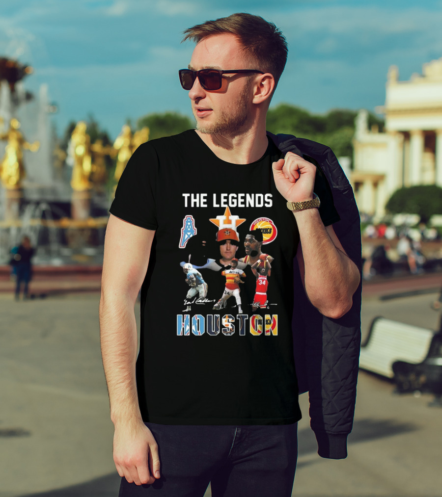 The Legends Of Houston Oilers Astros Rockets 34 Signatures H-Town T-Shirt