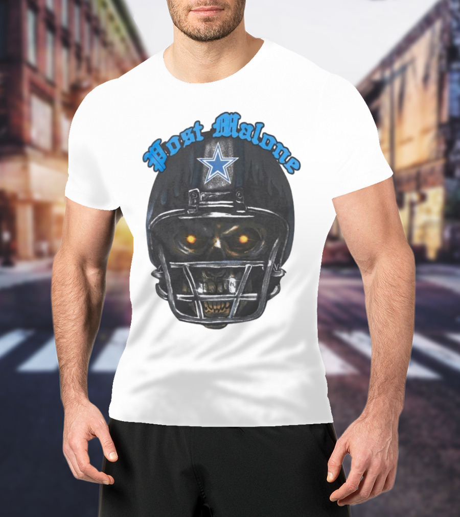 Post Malone Dallas Cowboys Helmet Skeleton With Star T-Shirt