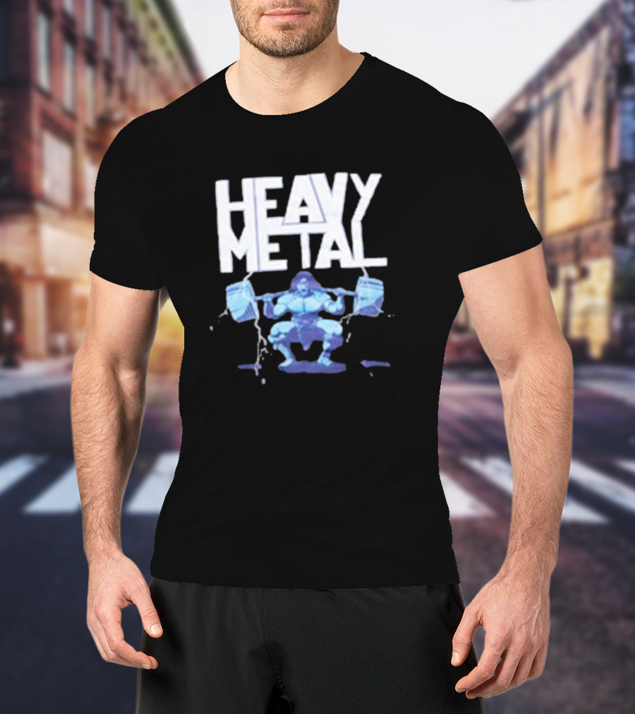 Heavy Metal Oversized Fitness Warrior With Barbells T-Shirt