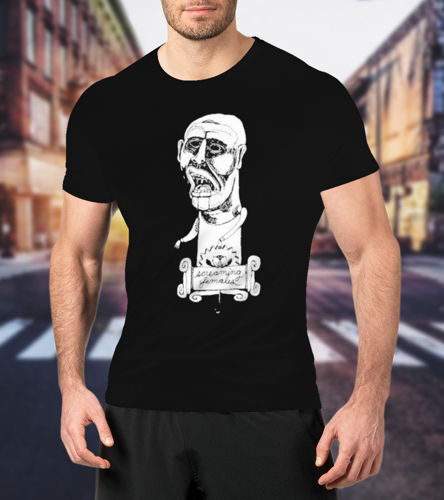 Screaming Females Band Illustration Black And White Head T-Shirt