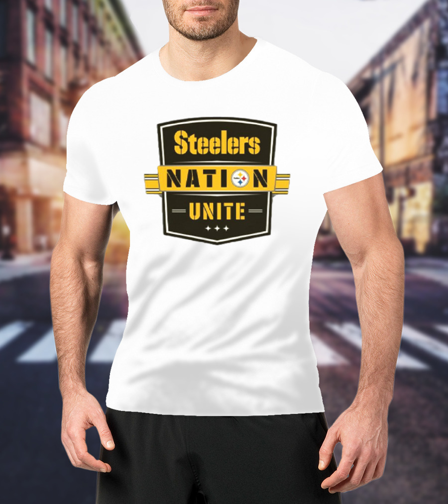 Steelers Nation Unite Emblem With Stars And Iconic Team Colors T-Shirt