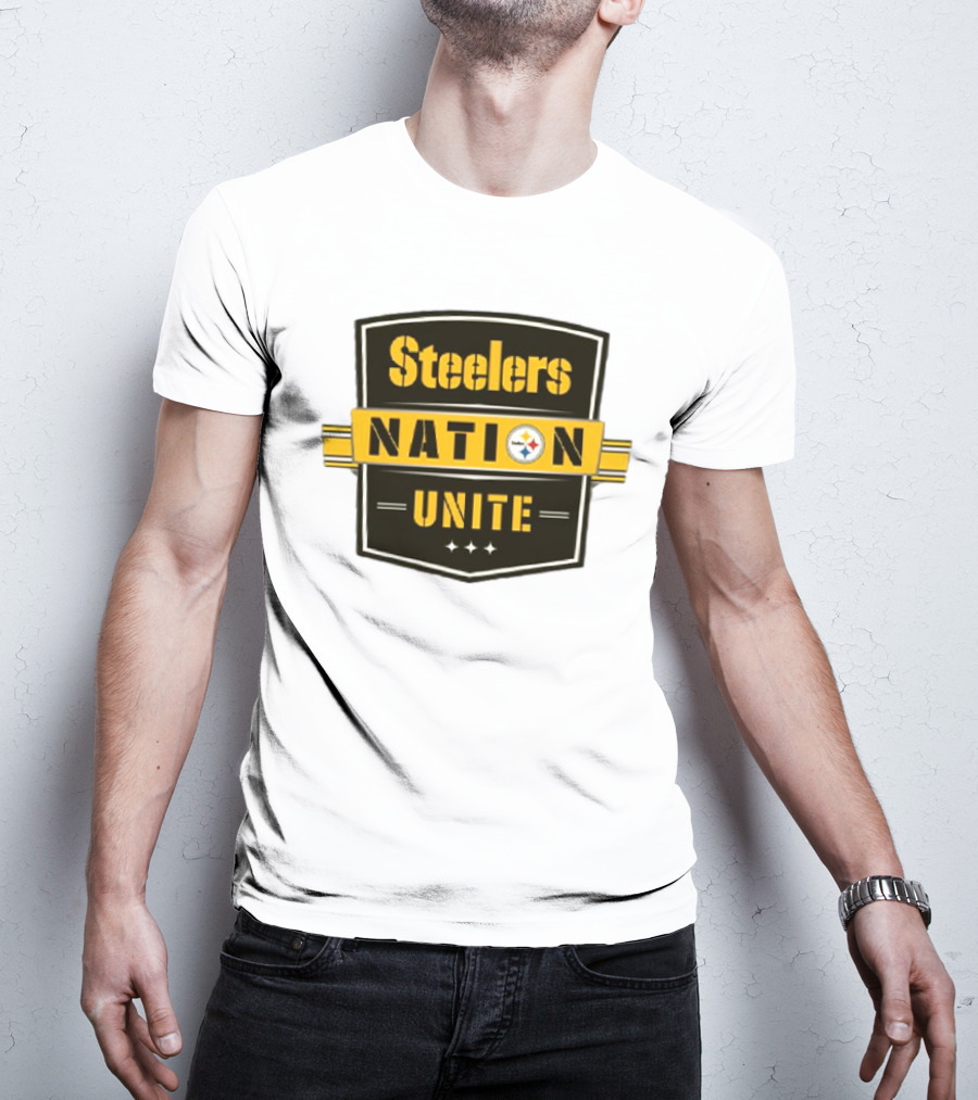 Steelers Nation Unite Emblem With Stars And Iconic Team Colors T-Shirt