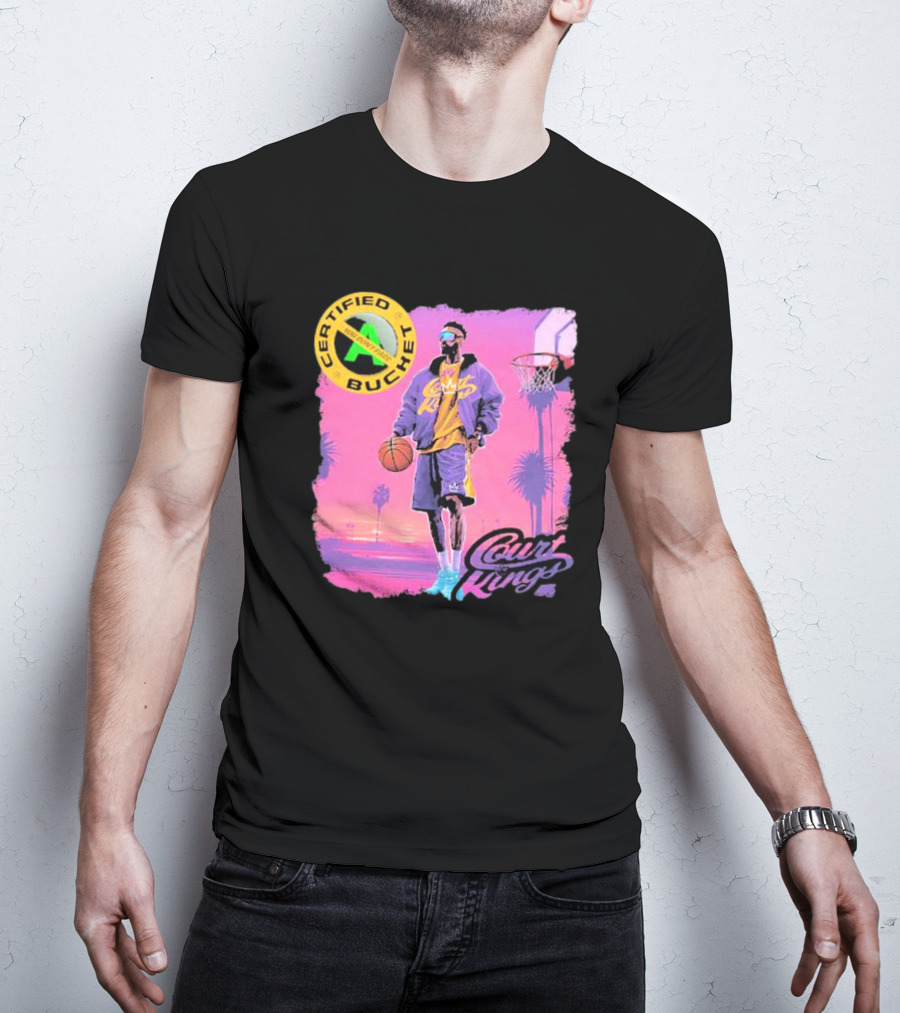 Certified Bucket Court Kings Style Basketball Sunset Scene T-Shirt