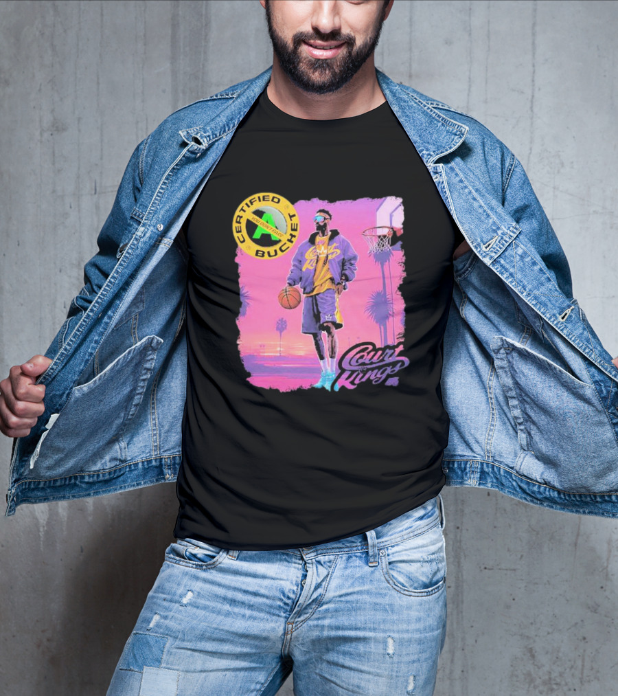 Certified Bucket Court Kings Style Basketball Sunset Scene T-Shirt