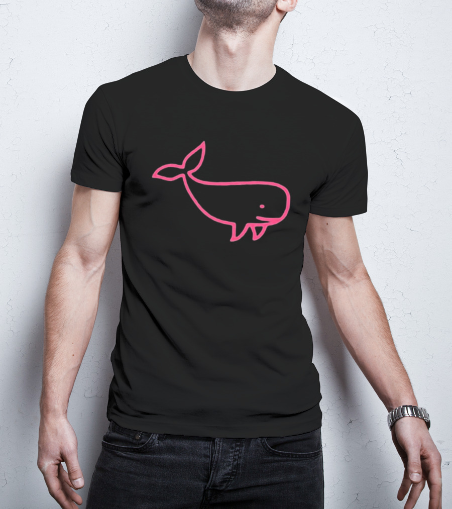 Awhalefact Big Whale Pink Outline Simple Drawing T-Shirt