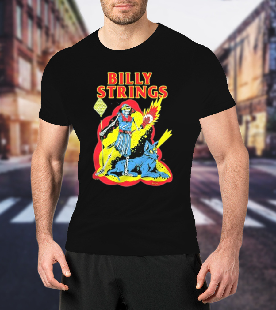 Billy Strings Skeleton Warrior With Blue Cyclops Cat T-Shirt