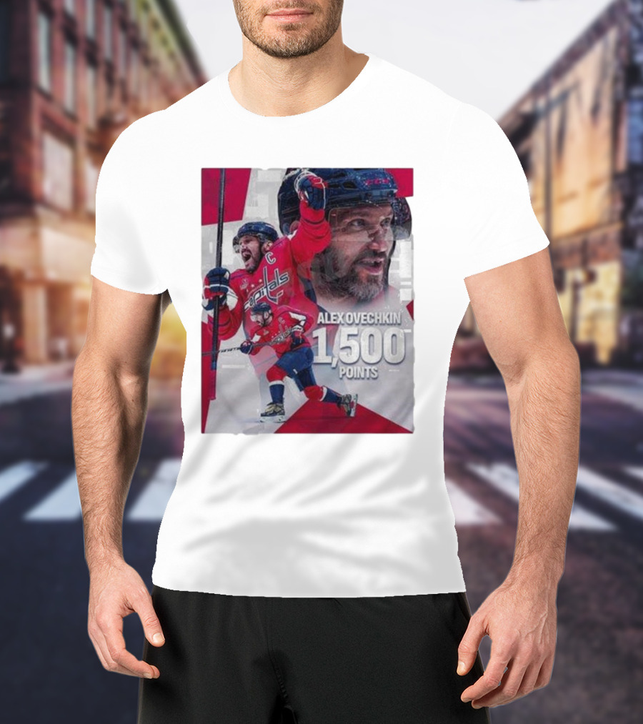 Alex Ovechkin 1500 Points Celebration Washington Capitals Red And White Hockey T-Shirt