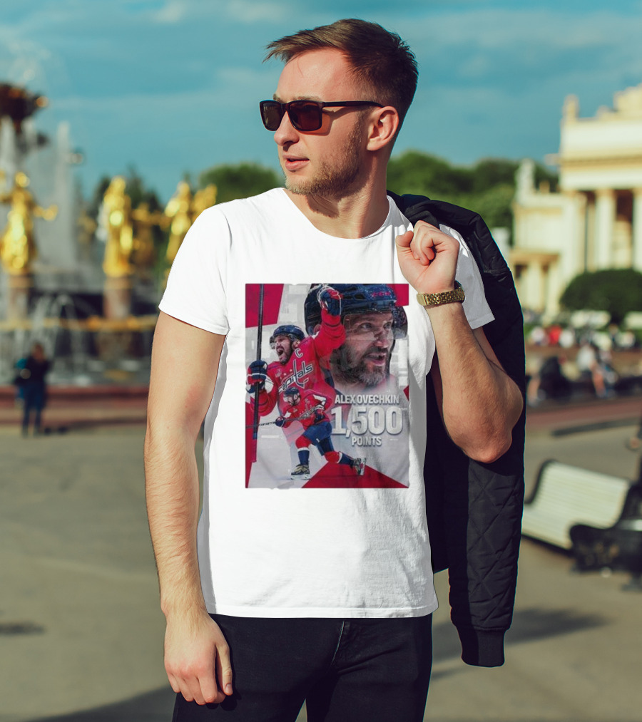 Alex Ovechkin 1500 Points Celebration Washington Capitals Red And White Hockey T-Shirt