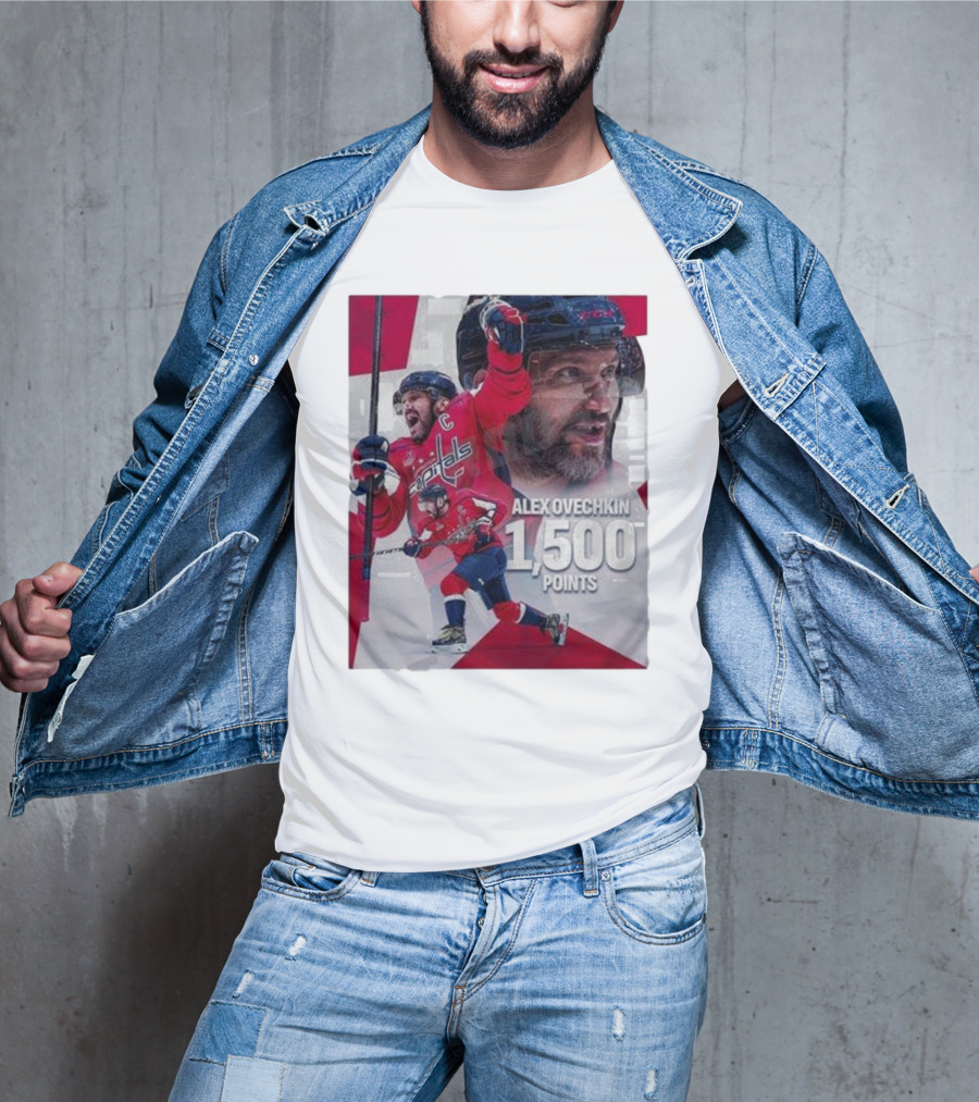 Alex Ovechkin 1500 Points Celebration Washington Capitals Red And White Hockey T-Shirt