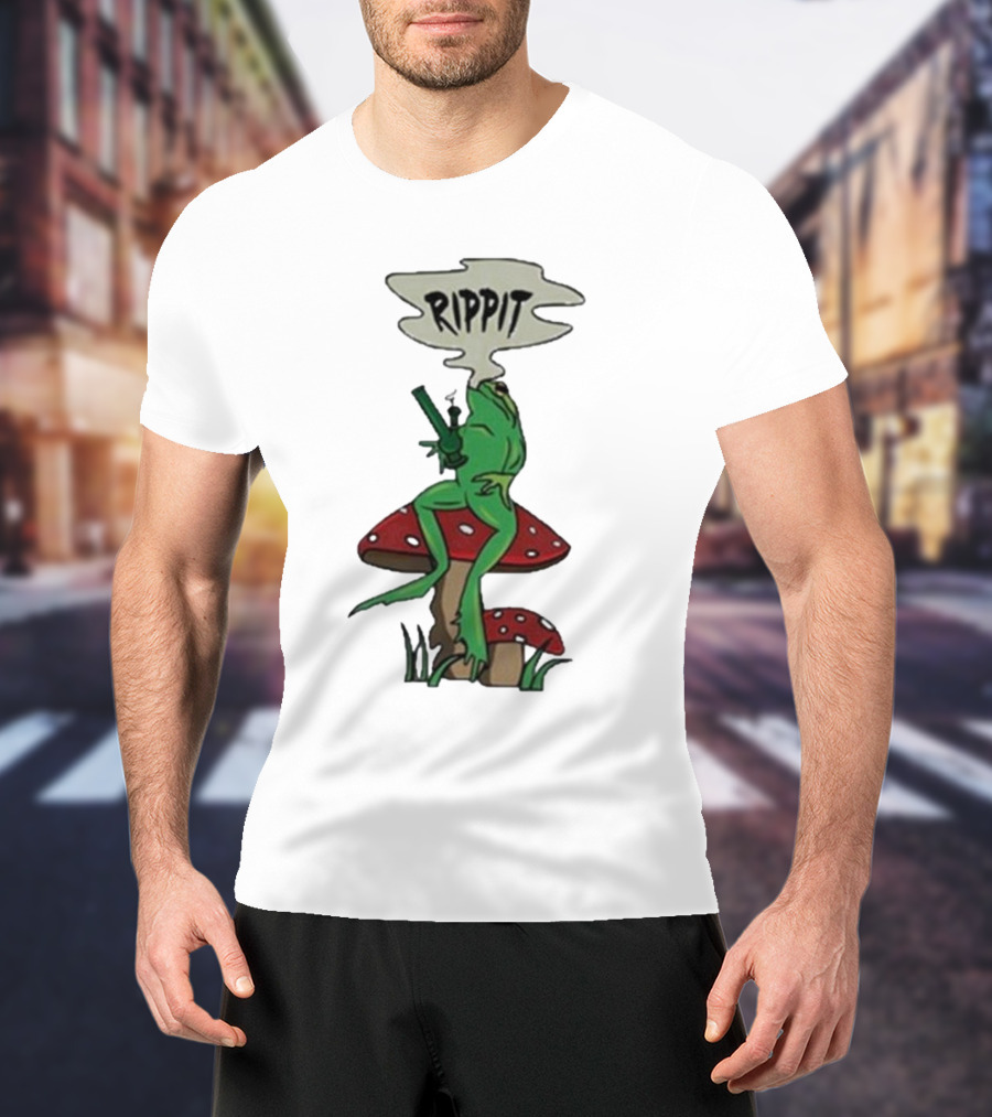 Fourtwenty Rippit Frog Smoking On Mushroom T-Shirt