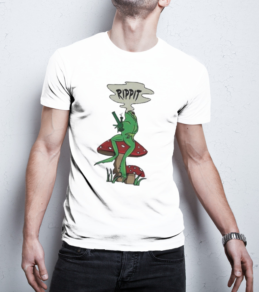 Fourtwenty Rippit Frog Smoking On Mushroom T-Shirt