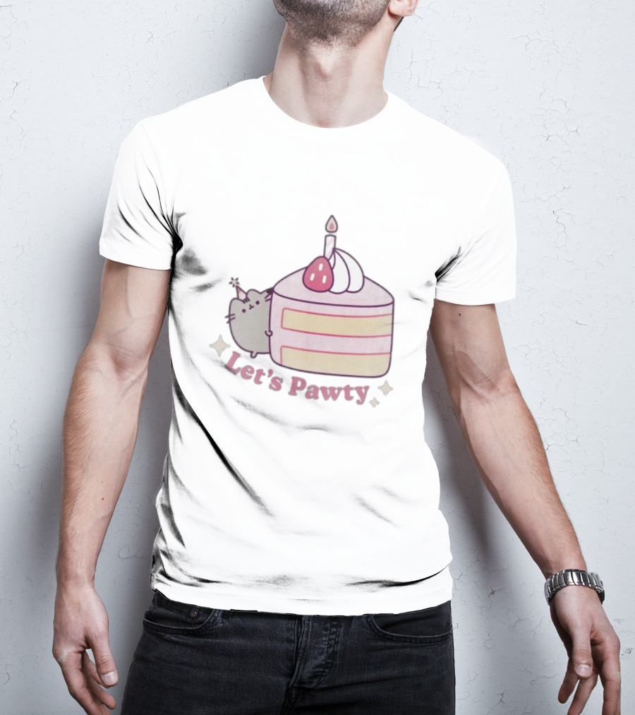 Pusheen Let's Pawty Cake Celebration Grey Marl T-Shirt