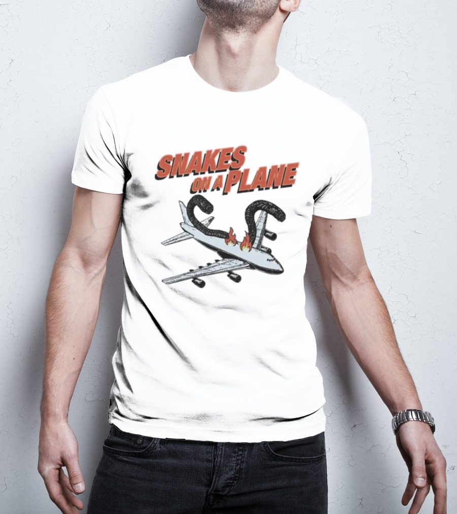 Snakes On A Plane Fire Flames Jet Airliner T-Shirt