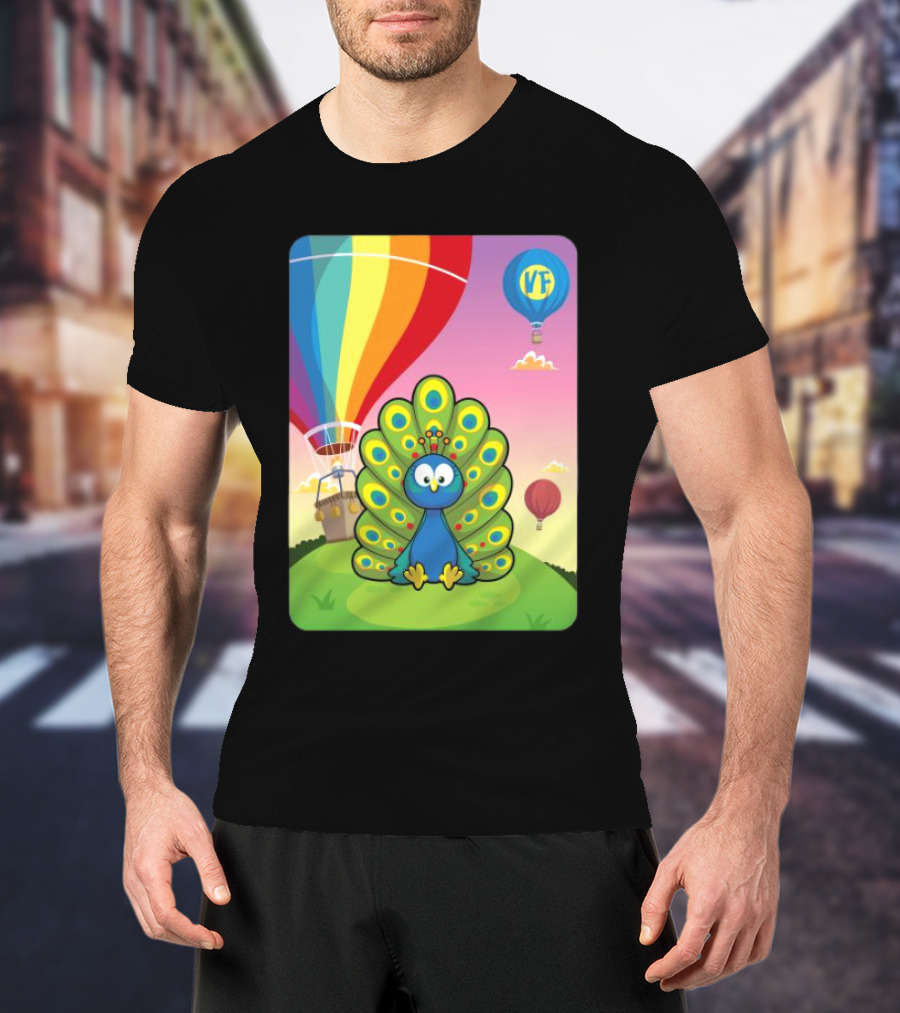 Vee Friends Practical Peacock Colorful Hot Air Balloon Vee Friends T-Shirt