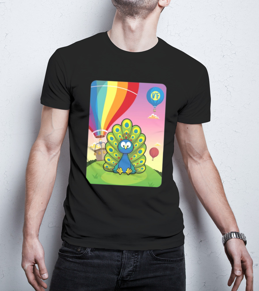 Vee Friends Practical Peacock Colorful Hot Air Balloon Vee Friends T-Shirt